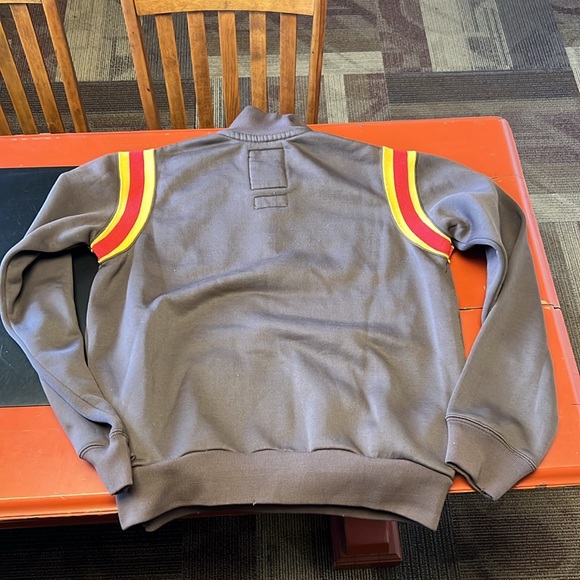 Abercrombie & Fitch Vintage Quarter Zip Sweater. Size L. Brown, Yellow, & Red. - Picture 4 of 5
